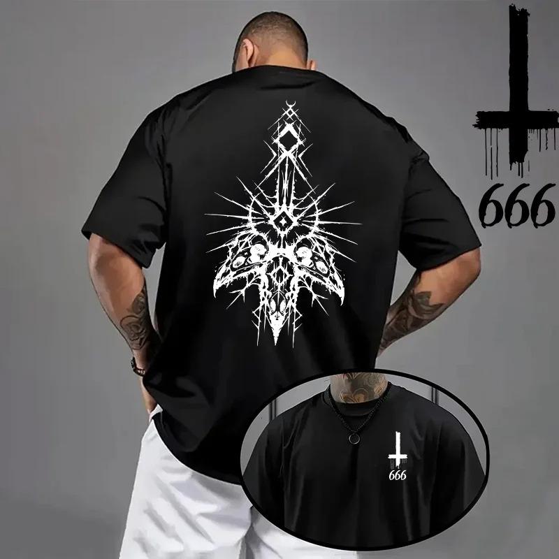 Hot 2026 Unisexs Tshirt Spring Summer Daily Casual Fashion Short Sleeve 8 Styles Satan Inverted Cross Prints Patterns Oversize