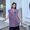 Popular Casual Design Purple Sleeveless Blazer Vest for Women Summer Loose Commute Layered Outerwear Top