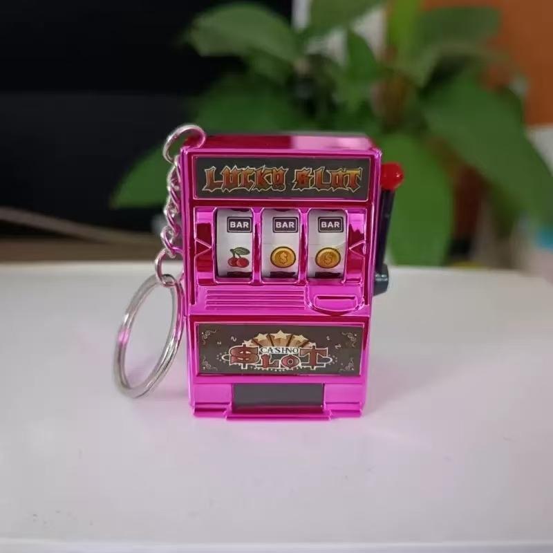 Simple Fashion Trend Keychain Toy Fruit Machine Slot Machine Keychain Personalized Creative Car Pendant Key Ring GiftAccessories