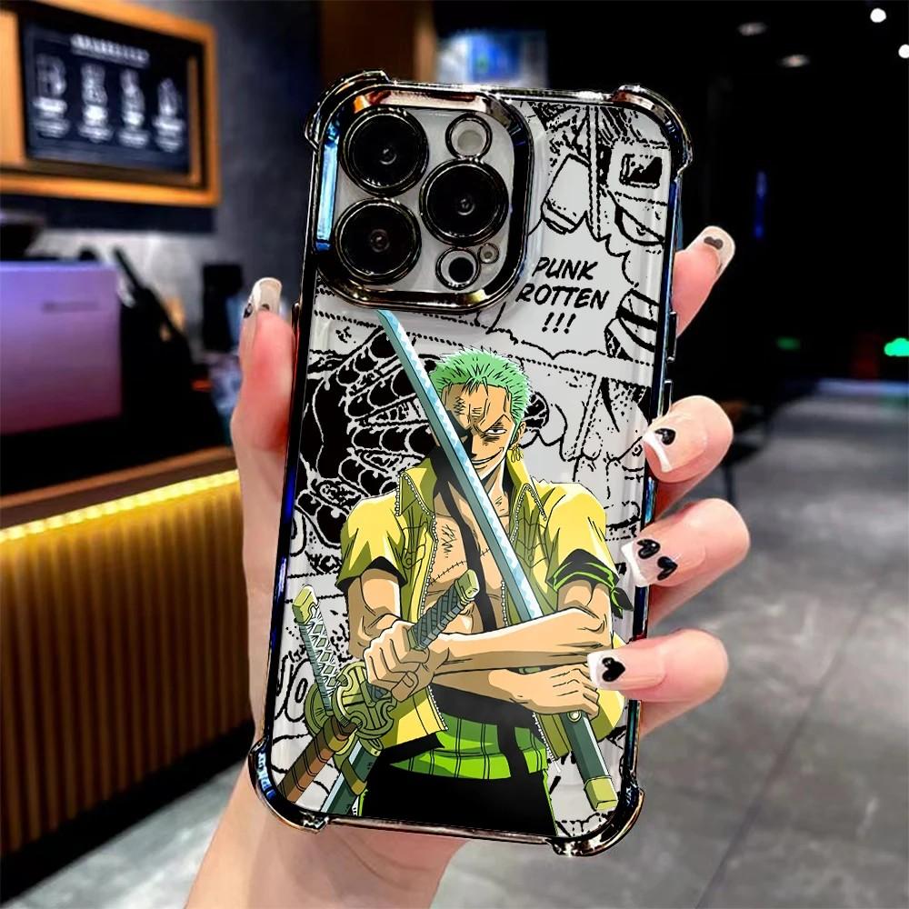 Anime O-ones-l-luffys P-pieces Plating Phone Case For Samsung S26 S25 S24 S23 S22 Note20 Edge Plus Ultra 4G 5G Anti Fall Airbag