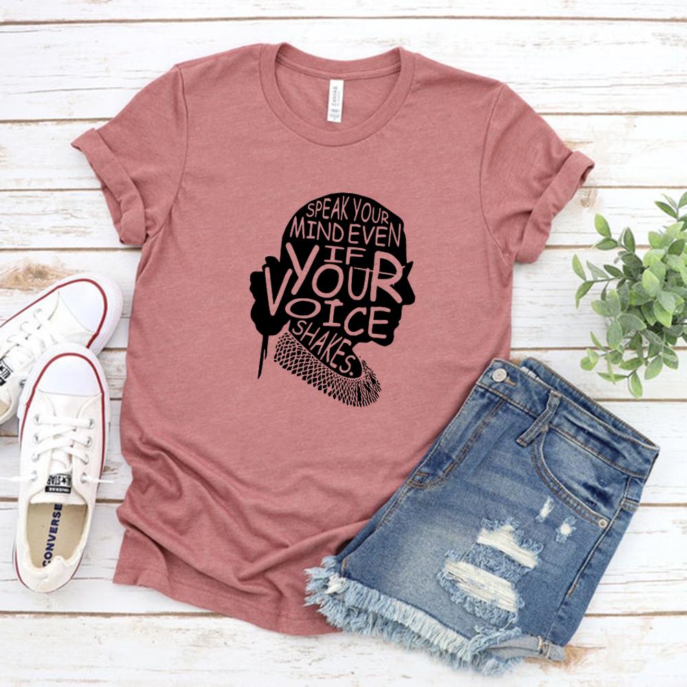 Speak Your Mind Even If Your Voice Shakes TShirt Notorious RBG Shirt Women Power Shirts Ruth Bader Ginsburg Top Feminist Tees