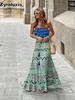 Floral Print Midi Skirt Women Summer Casual Vacation Maxi Dress