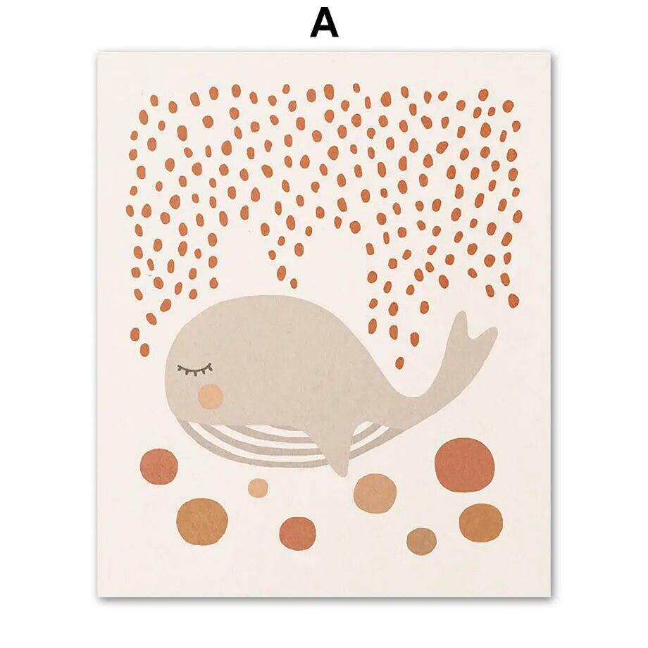 

Настенная картина на холсте, детский Кит, пчела, клубничное облако, номер, алфавит, плакаты на скандинавскую тему и принты, настенные панно, декор для детской комнаты 21cm×30cm NoFrame