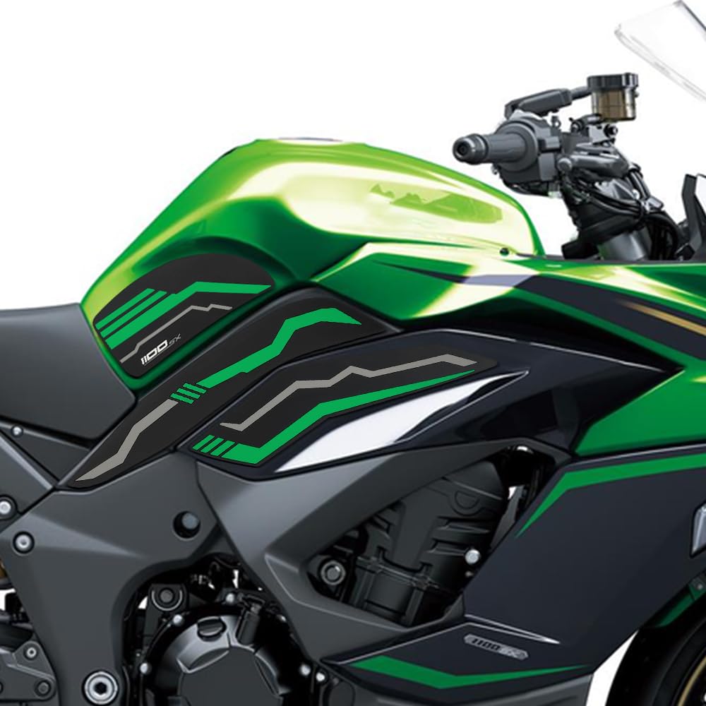 3D Gel Tank Pad Protector Knee Tank Side Protector Sticker Paint Protection for Ninja 1100SX 2020-2025 Motorcycle (Green) [Parallel Import]