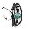Bracciale Pentagramma di Baphomet Satanico Bangle in Pelle Nera/Marrone Gotico Satanismo Male Occulto Pentacolo Gioiello Amuleto Pagano Regalo