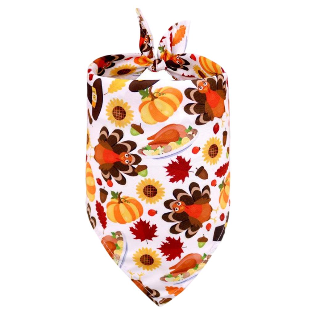 Thanksgiving Dog Bandana Medium Size Adjustable Pet Scarf with Pumpkin Pattern for Holiday Seasonal Wear and Comfortable Fit