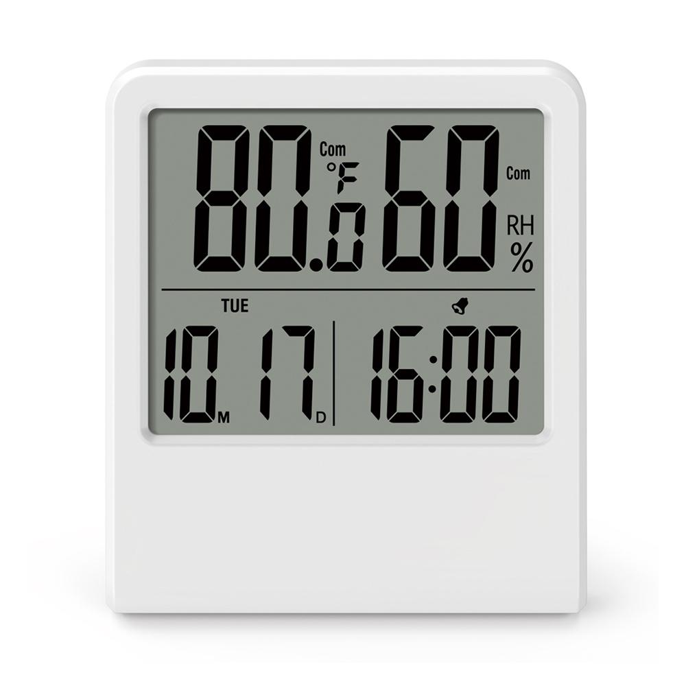 

Светодиодный цифровой дисплей многофункциональный электронный термометр гигрометр автоматическое определение времени в реальном времени дата с будильником белый