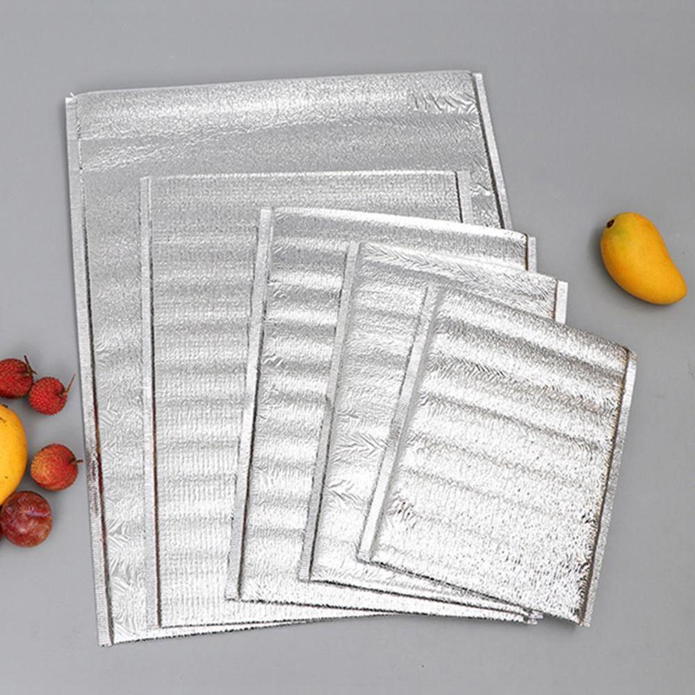 50Pcs/Pack Folding Aluminum Foil Bag Portable Ice Cold Warm Insulation Bag Food Thermal Drink Storage Cooler Bag