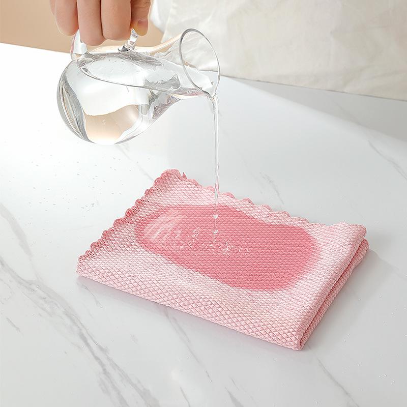 Microfiber Fish Scale Dishcloths Kitchen Super Absorbent Oil-proof Washing Rag Glass Window Wipe Cloth Household Cleaning Cloths