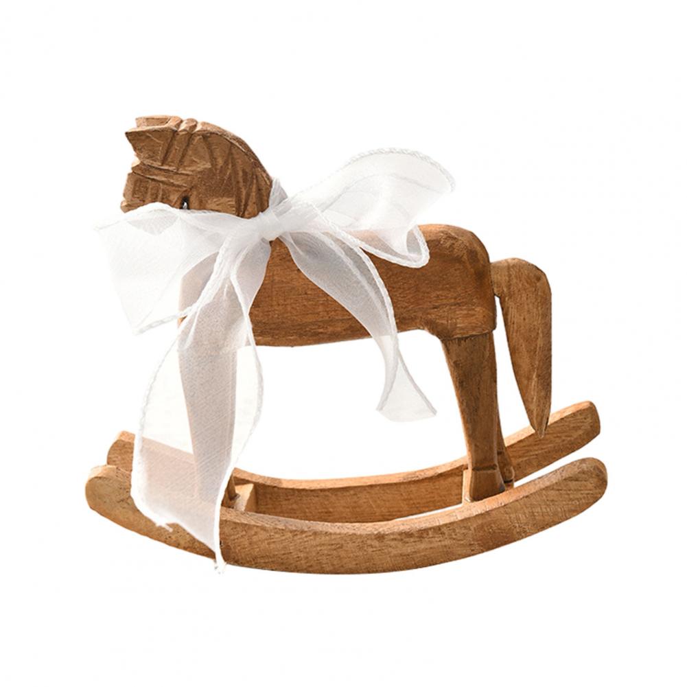 

Horse Ornament Miniature Horse Figurine Handcrafted Wood Horse Figurine with Ribbon Desktop Decoration for Home for Lovers