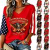 Women's V-Neck Halloween Print Three-Quarter Sleeve Casual Blouse