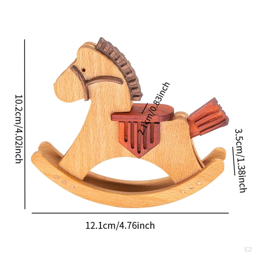 Mini Wooden Rocking Horse Model Tabletop Decoration DIY Unfinished Miniature Statue for