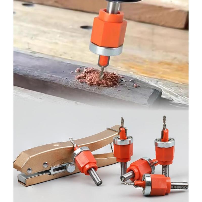Adjustable Countersink Drill Bit Set Fit for Professional Woodworking Precisions Screw Installation Tool with Depth Stop