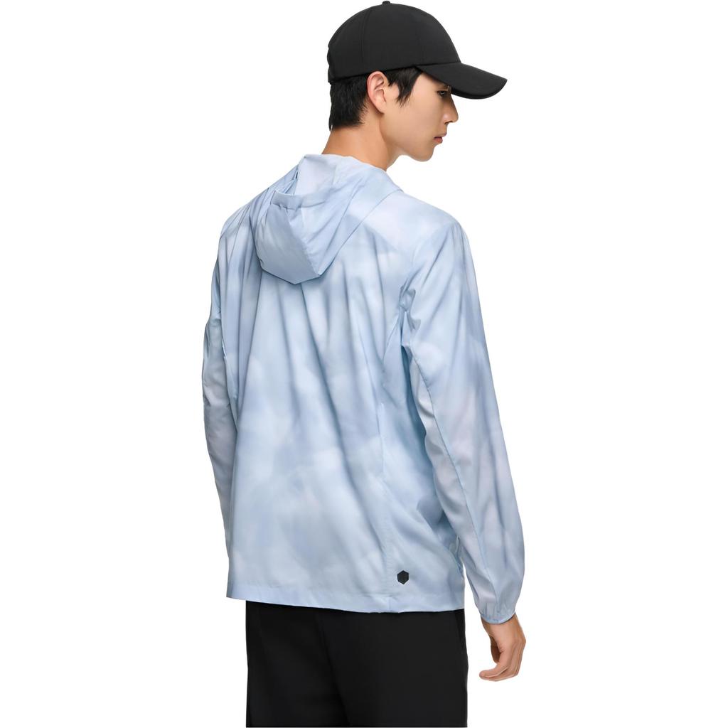 Anta Full Print Zip-Up Hooded Lightweight Sun Protection Jacket Men Jackets Light-Blue 152427621-1