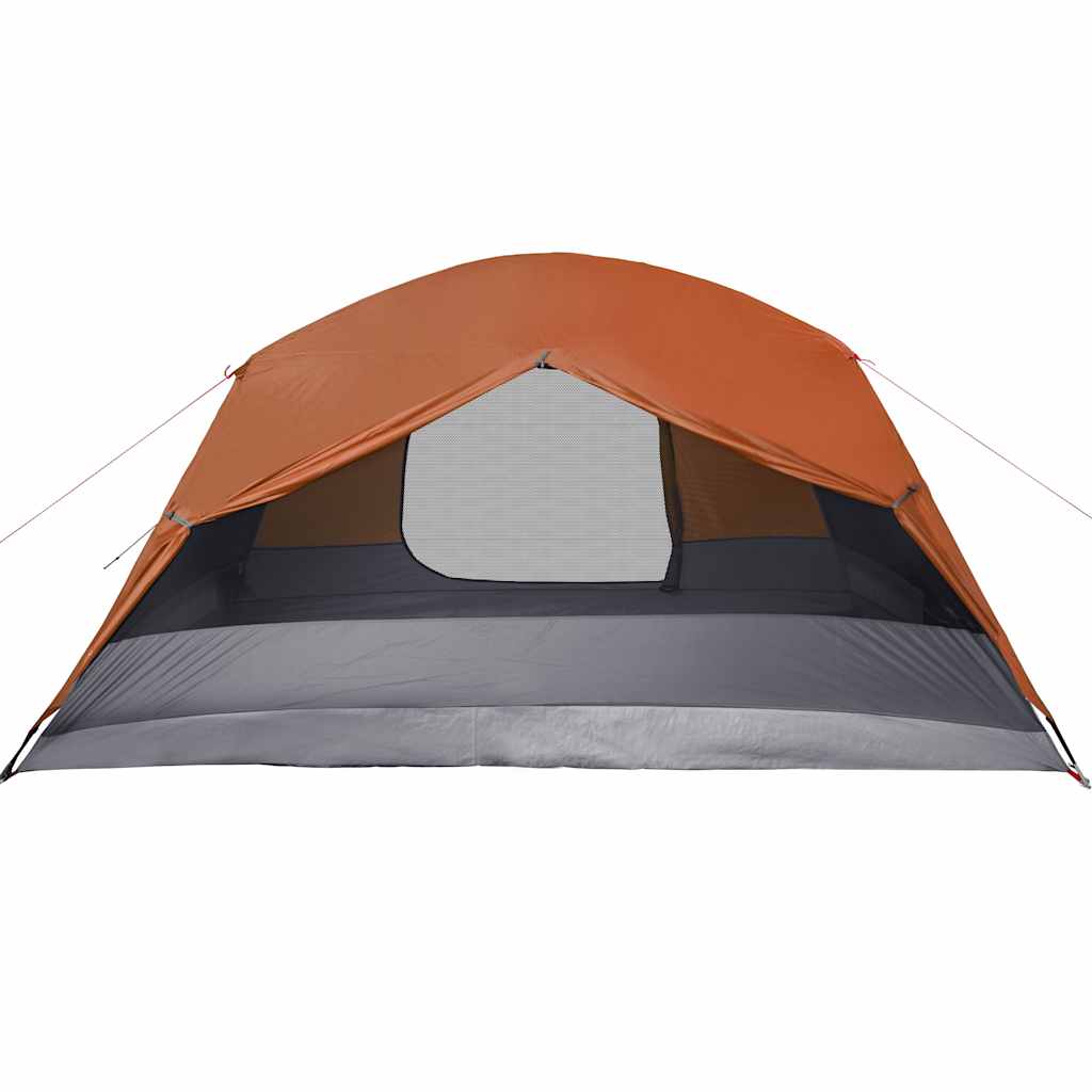 4 Person Camping Tent with Awning Orange Waterproof