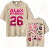 Alex Warren Moon Kunstwerk Musiktour 2026 Vintage Washed T-Shirt Herren Damen Mode Punk Hip Hop T-Shirts Sommer Oberteile Lockeres T-Shirt