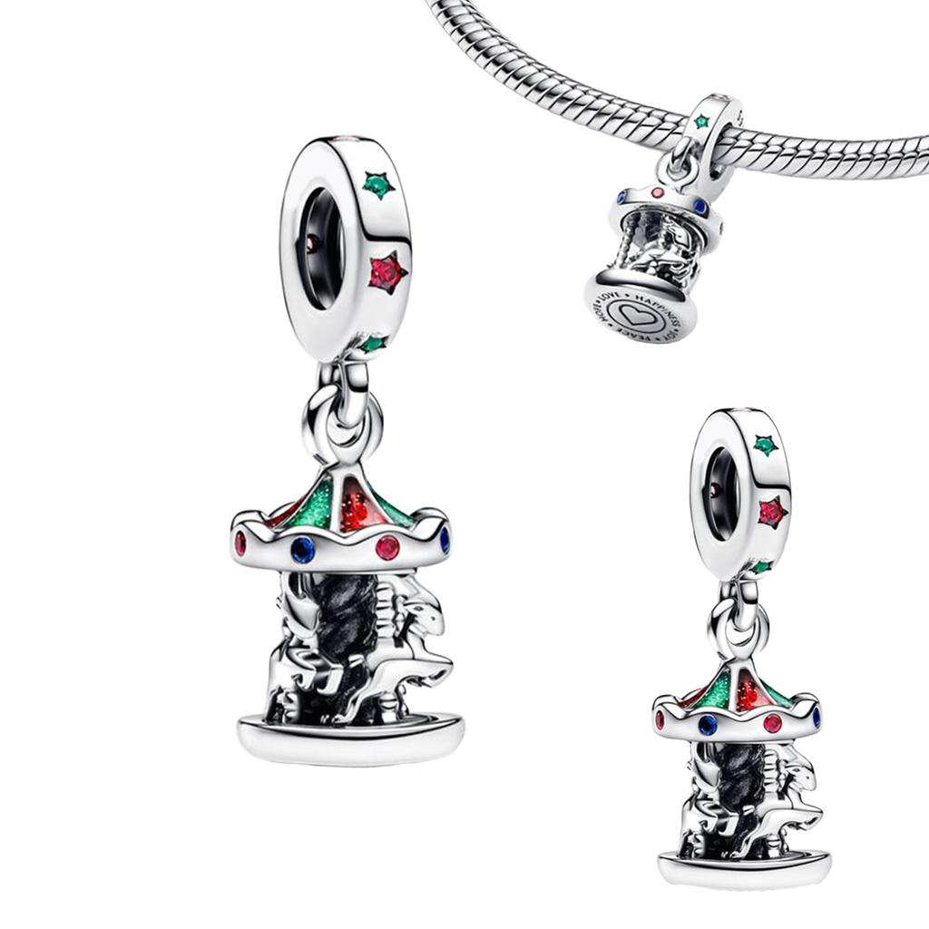 Original Copper Colorful Charms Snowflake Heart Lock Key Earrings Beads For Necklace Diy Bracelet Present Jewellery