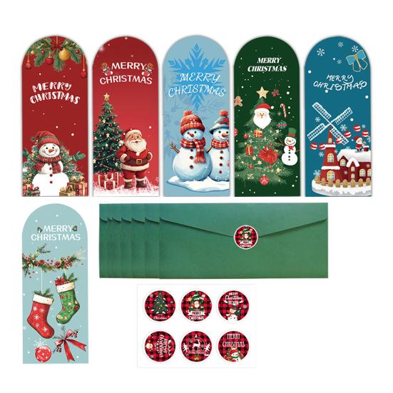 

Набор рождественских поздравительных открыток Складные открытки с наклейками и конвертами Дизайн в рукописном стиле Открытка для праздничных пожеланий A