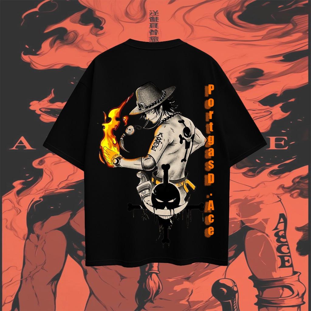 

One Piece Portgas D. Ace Fire Fist Back Print T-Shirt Men Women Anime Graphic Cotton Short Sleeve Streetwear Tee S разноцветный