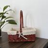 Natural Woven Willow Rattan Basket with Lace Lining - Handheld Shopping & Cherry Picking Basket
