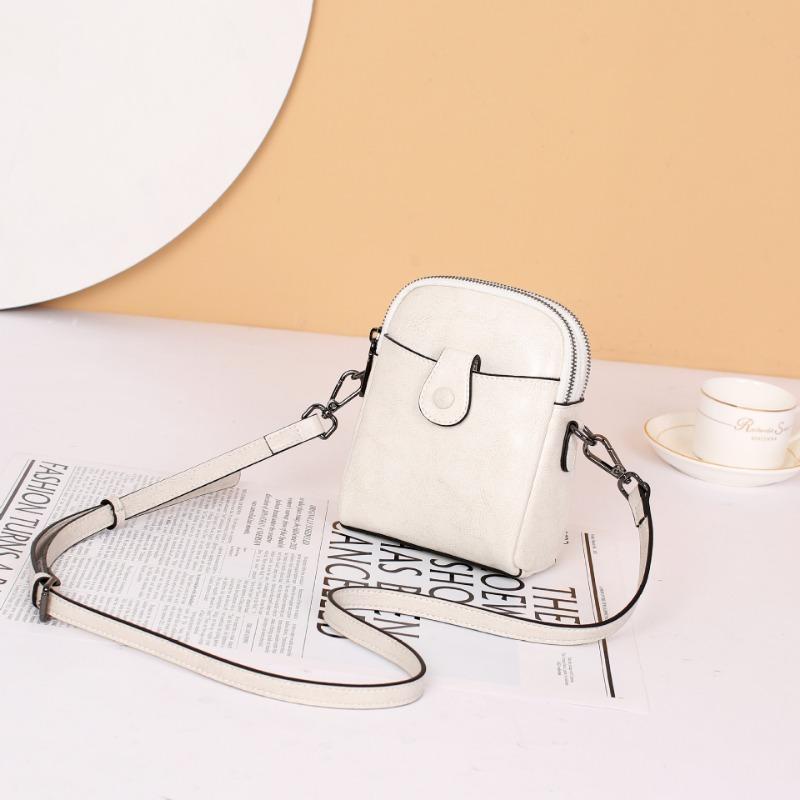Genuine Leather Women's Bag All-in-one Fashion Solid Color All-in-one Casual Mobile Phone Bag Women's Chic Shoulder Straddle Bag