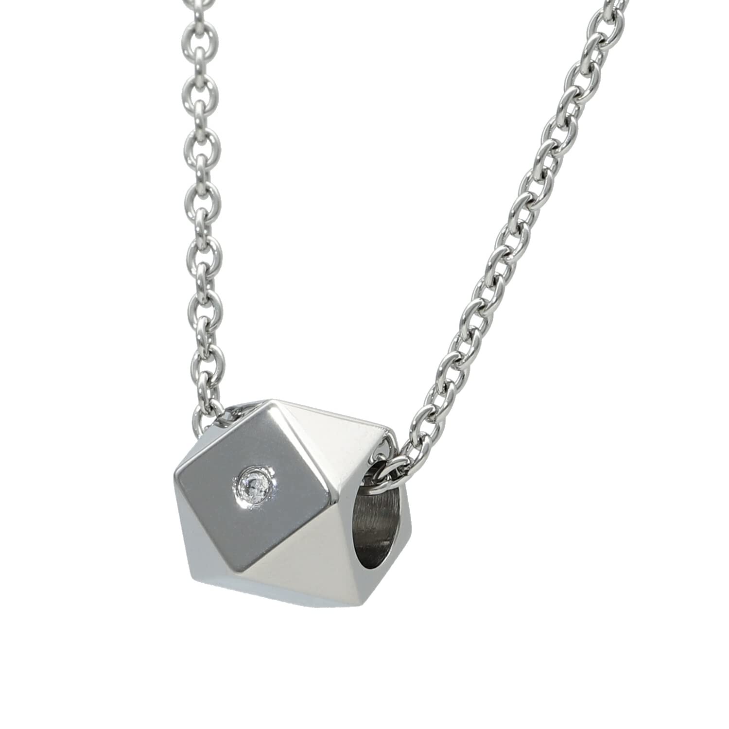 

[Shinjuku Gin no Kura] Polyhedron Surgical Stainless Steel Necklace for Men, Pendant, Hypoallergenic, Silver Color, Simple Design