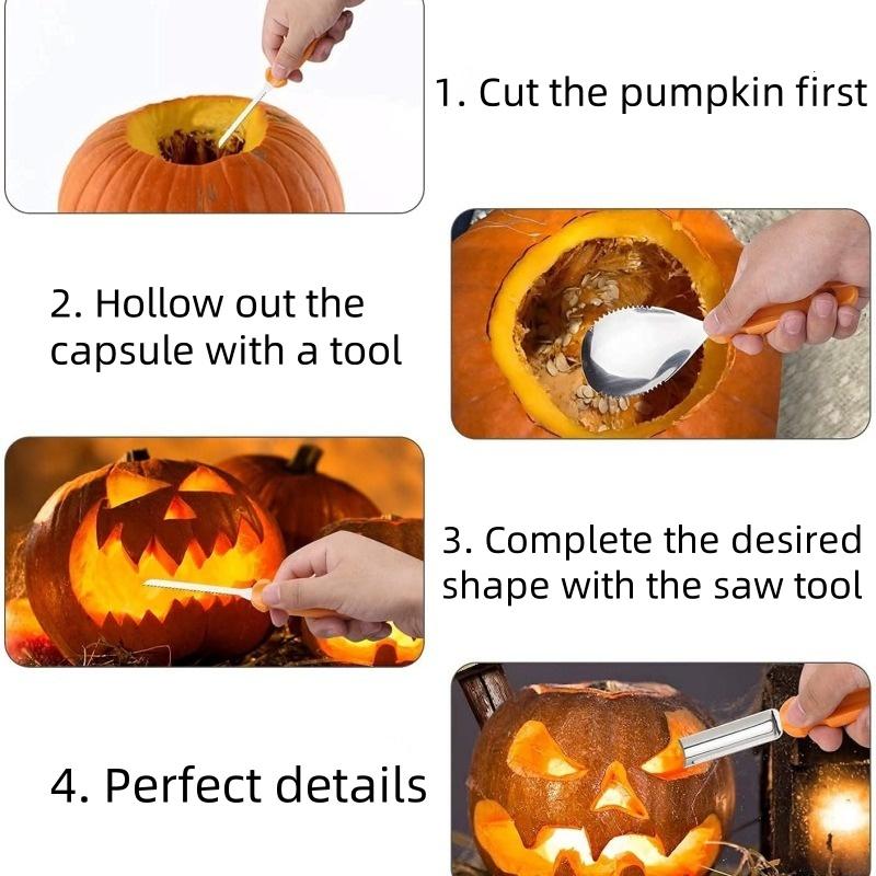 Set 7 Piese Unelte Sculptat Dovleac Halloween Cuțit Sculptat Dovleac Adulți Consumabile Tăiat Dovleac Gravură Unelte de Tăiat Bucătărie