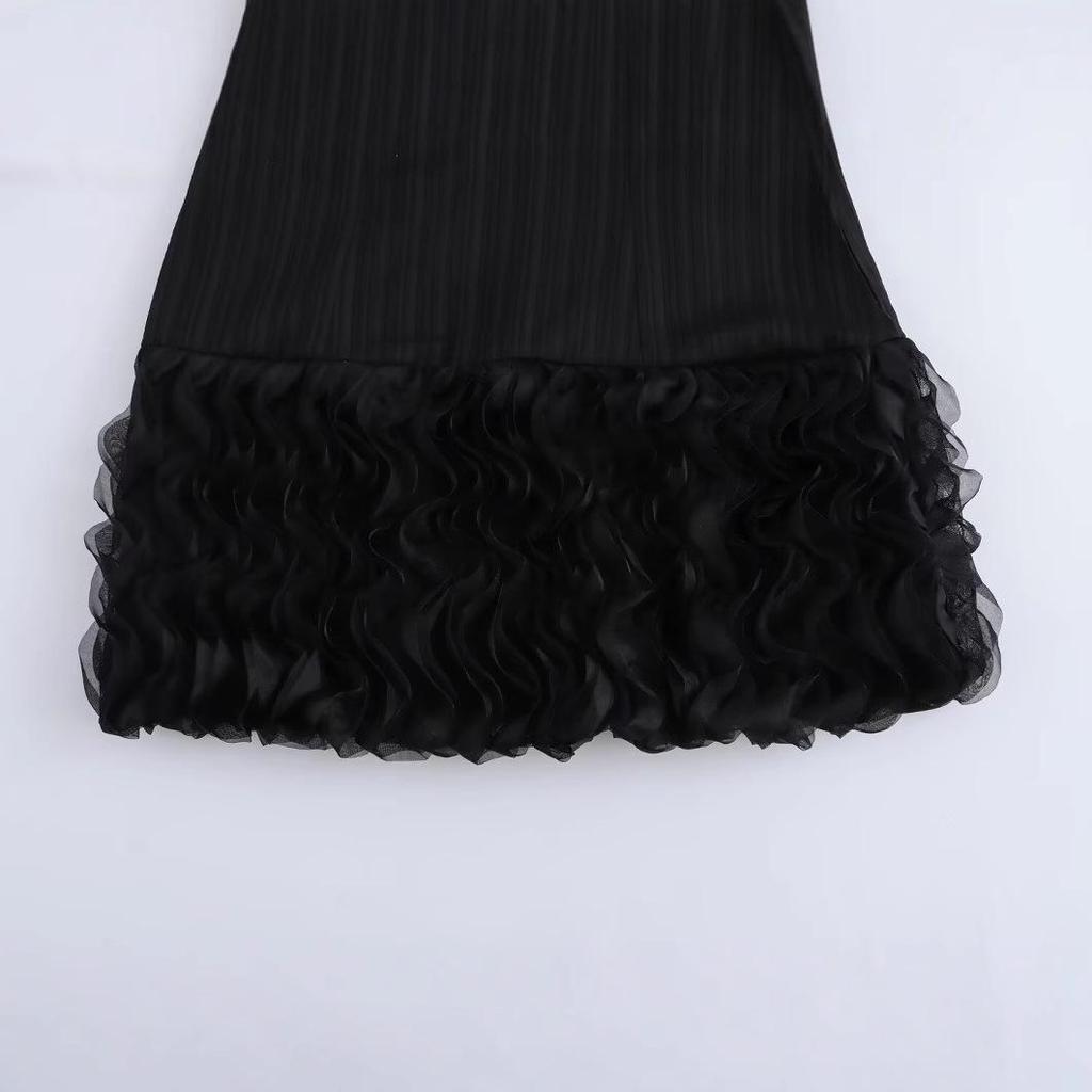 Autumn 2024 Women's Fashion: European & American Style 3D Floral Long Sleeve Short Dress