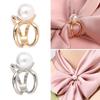 Stylish Geometric Silk Scarf Buckle Faux Pearl Light Luxury Exquisite Trendy Belt Scarf Buckle