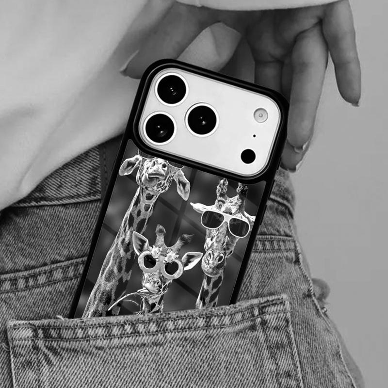 

Забавные Серые Жирафы в Очках Чехол для Телефона для iPhone 16e 15 14 13 12 17 Pro Max Plus Air 17pro Чехол Coque iPhone 12 Pro