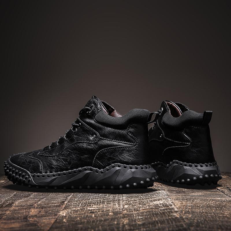 

Fall/ Winter Men Hip-top Handmade Leather Soft Sock Ankle Boots Autumn Winter Men Boots Men s High-top Leather Boots Casual Sneakers 38 чорний