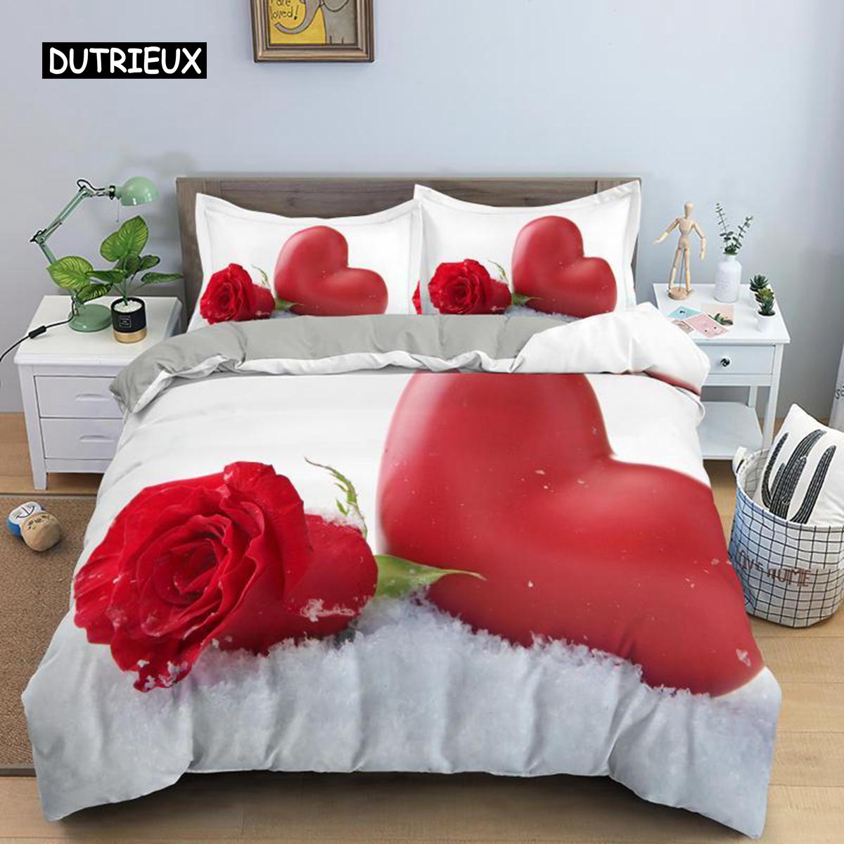 

Пододеяльник ко Дню святого Валентина King Size из микрофибры Романтический красный комплект постельного белья с изображением сердечек для влюбленных Покрывало ко Дню святого Валентина EU single(135x200cm)