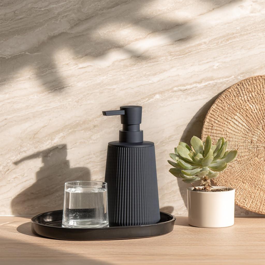 Small Hand Soap Dispenser For Bathroom And Kitchen, Modern Striped Plastic Hand Soap Dispenser