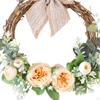 Artificial Flower Wreath Green Leaves Farmhouse Garland Round Handmade Door for Fireplace