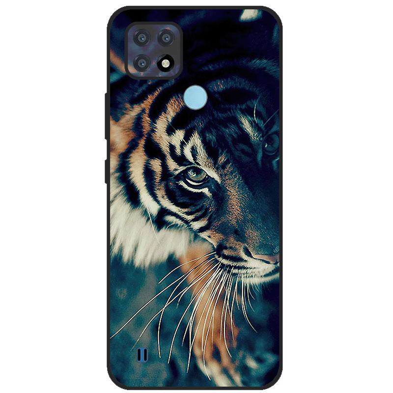Para OPPO Realme C21Y Capa Série COOL Preto Capa de Silicone Macia para Cases de Telefone Realme C21 C25 C25s Protetora Realmi C 21 Y Capa