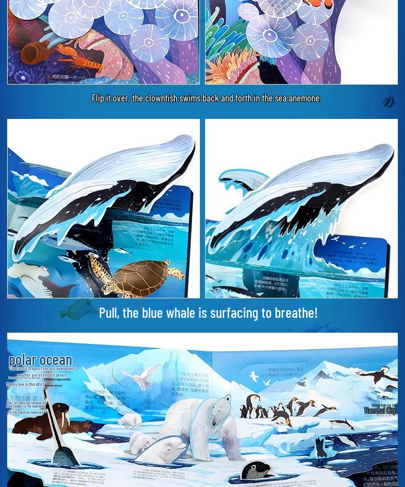 3D Pop-Up Books: Dinosaurs, Space, Marine Animals for Kids