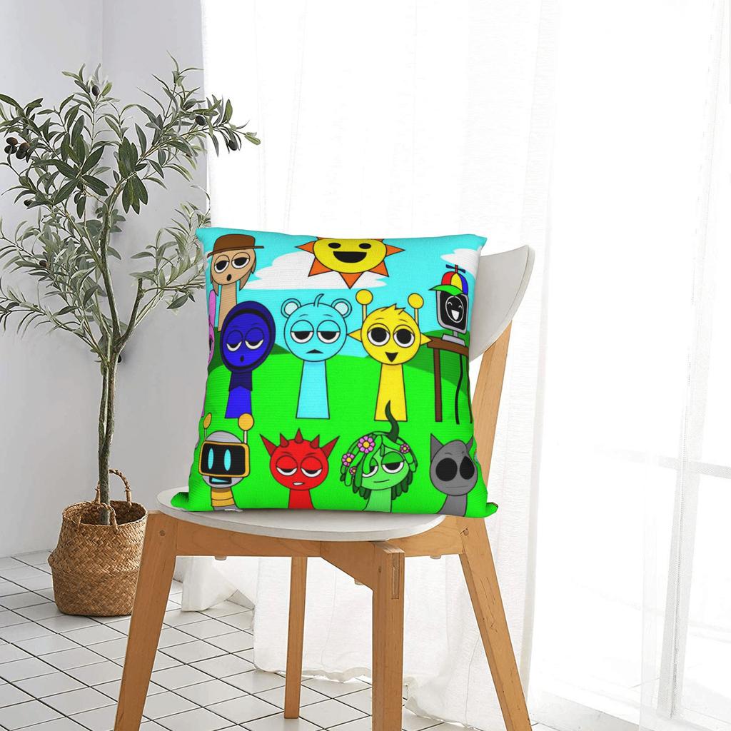 Sprunki Grey Oren Funbot Square Pillow Covers Polyester Home Beats Game Cushion Case Cool Home Decoration Pillowcase 45*45