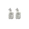 Ear clips without ear piercings~ Stylish, simple and transparent square crystal stud earrings, personalized niche design, trendy earrings