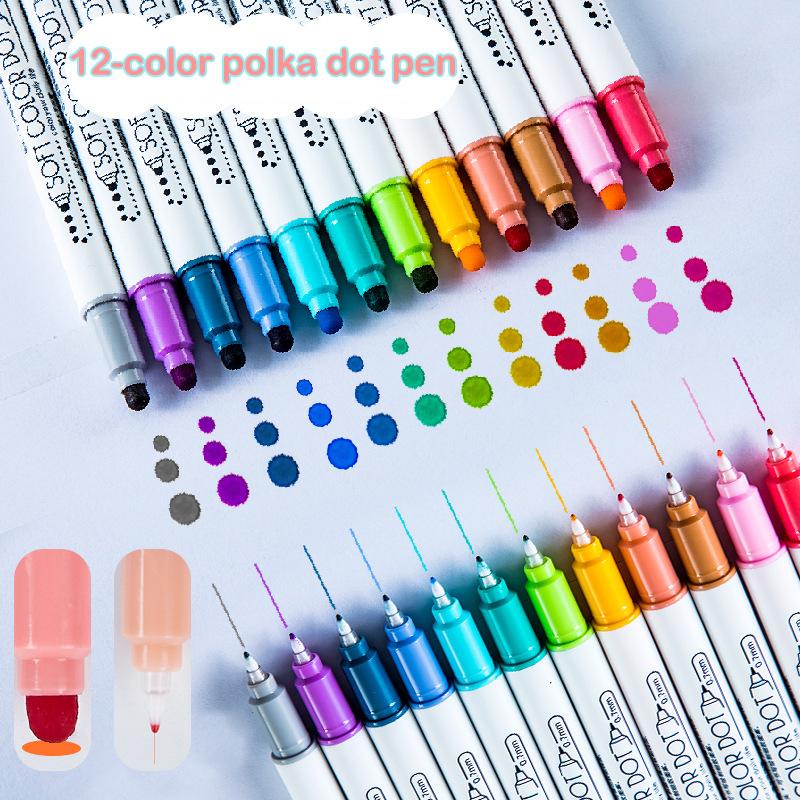 6Pcs Double Tip Fine Pen Light Color Dot Painting Brush Set Marker Painting Set Painting Pen Office School Supplies Art Supplies