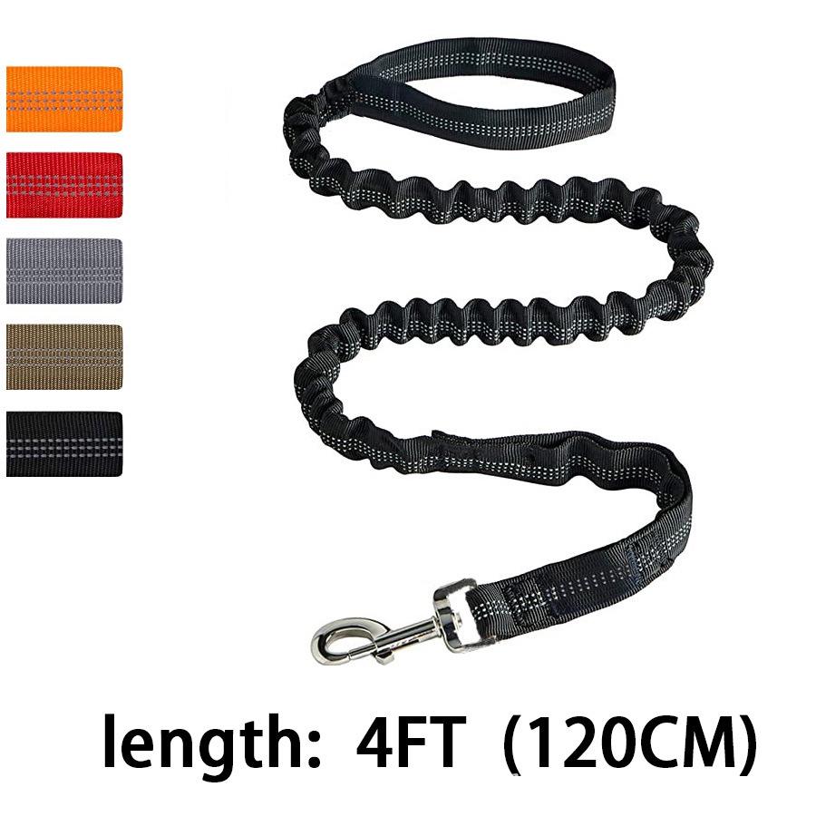 Elastic Shock-Absorbing Training Leash for Medium to Large Dogs, Anti-Explosion Design 120CM*2.5CM чёрный