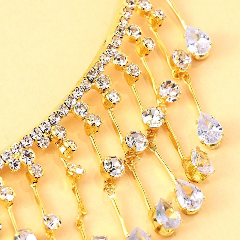 Tassel Necklace Exaggerated Flash Rhinestone Collar High-end Sense Banquet Accessories for Women