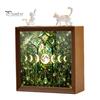 Wooden Photo Frame Base DIY Acrylic Cat Puzzles Night Light, Hand-Assembled Stained Glass Style Jigsaw Lamp with Personalized Handmade Presents Decor,