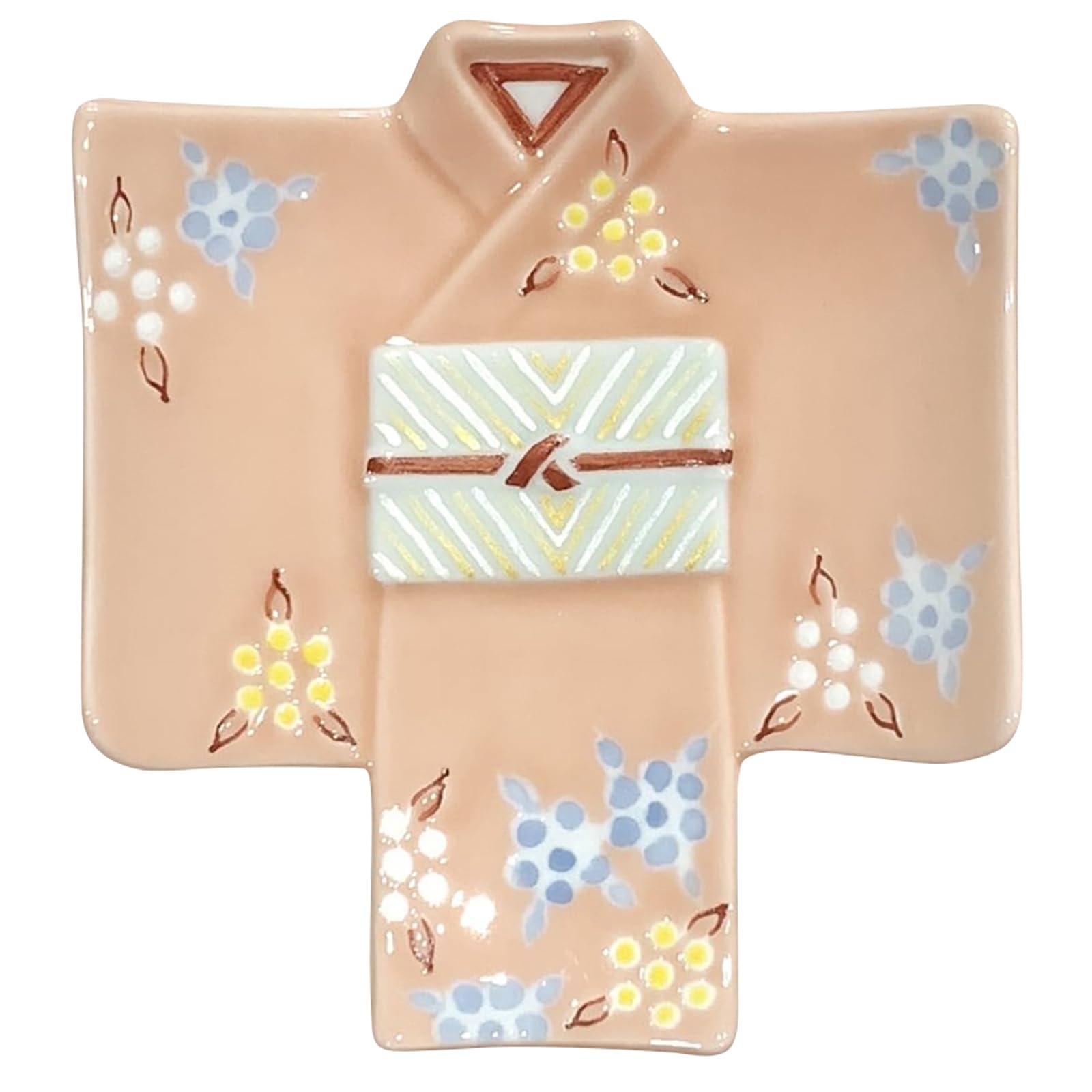 

24to3 Kimono-Shaped Plate, Hand-Painted, Ichinen Berry Pink, Kimono Individual Plate