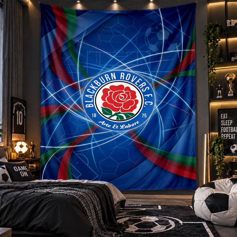 Wall Hanging Tapestry Blackburn Rovers Football Print Cloth for Living Room Bedroom Home Decor