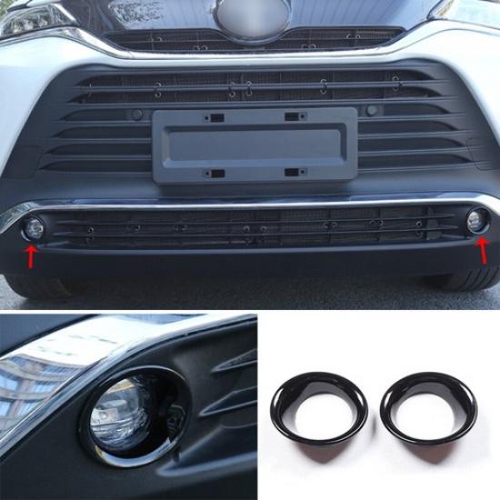 For Toyota Venza 2021-2024 Glossy Black Front Fog Light Lamp Frame Cover