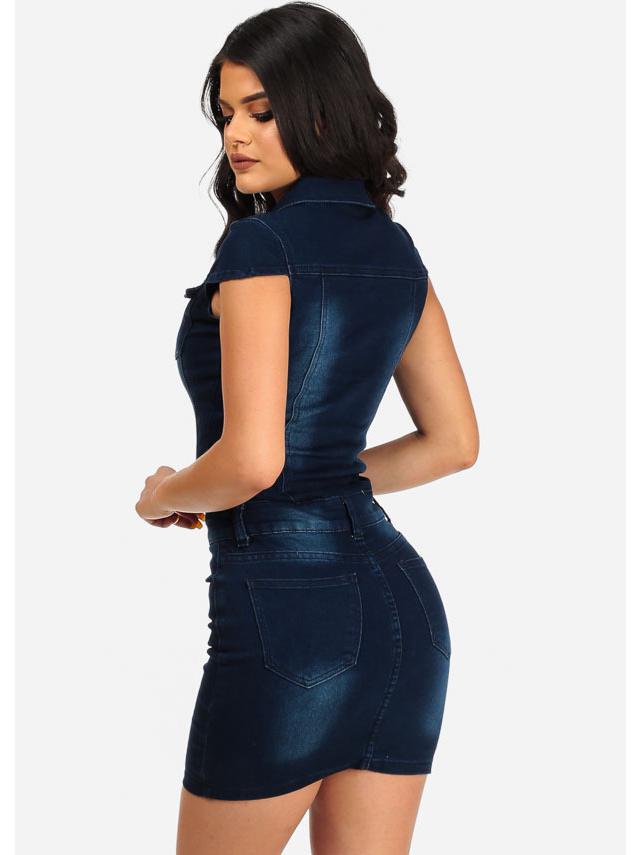 Europe and America Sexy Slimming Denim Bodycon Nightclub Dress