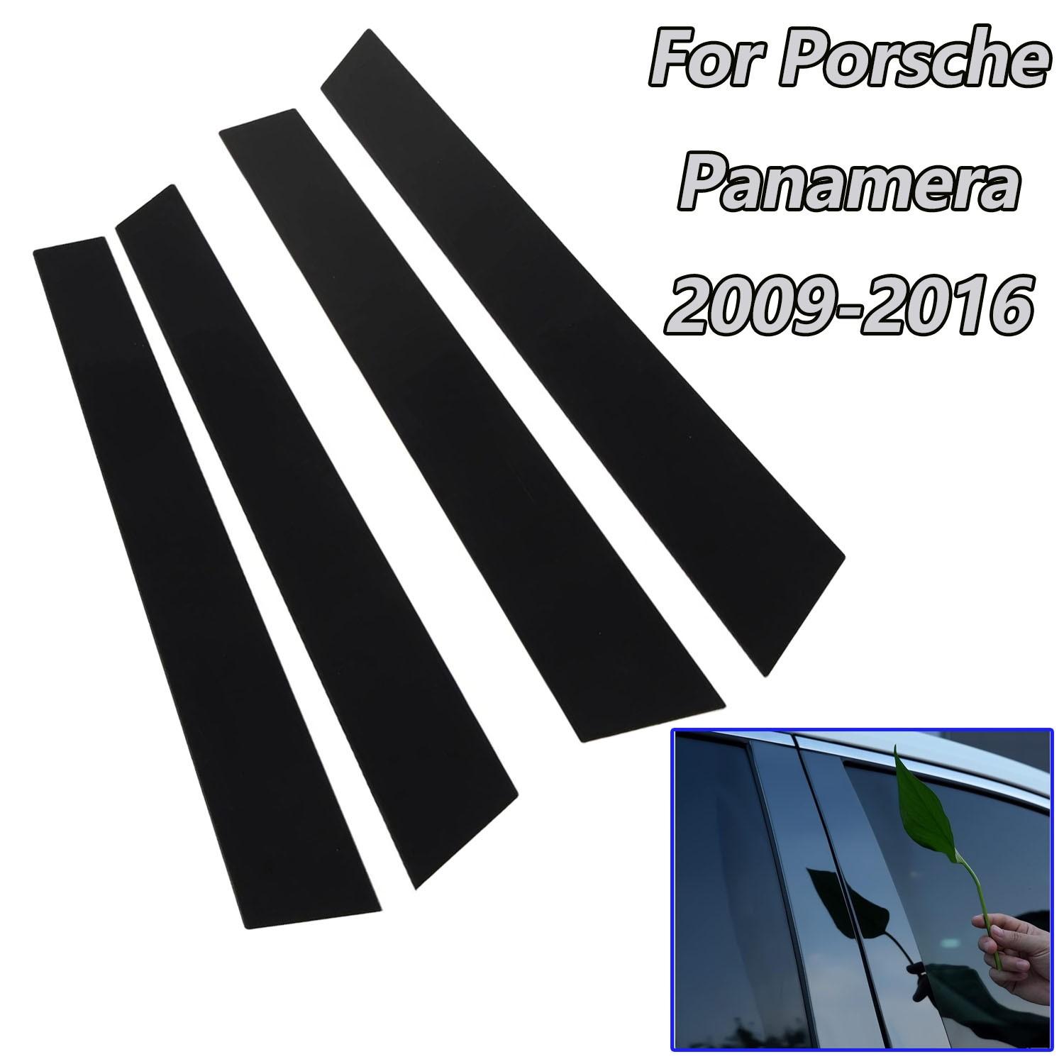 4X Door Window Glossy Black Pillar Posts Molding Trim for Porsche Panamera 09-16