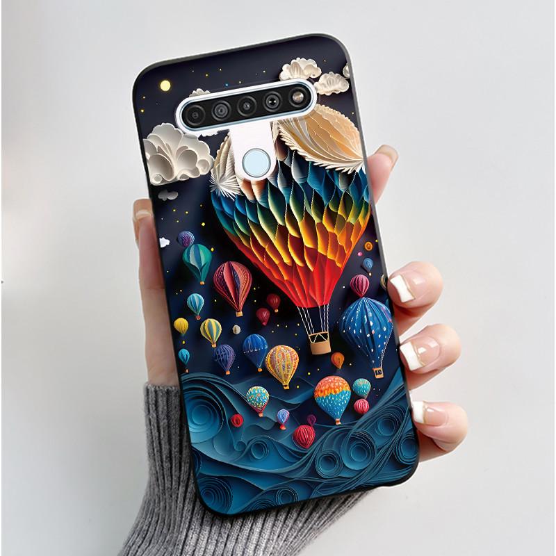 Cute Case For LG Q61 Capa For LG K61 Coque For LG Q70 Fundas Printing Shell Protective Cover Soft Silicone Cartoon Black Casing