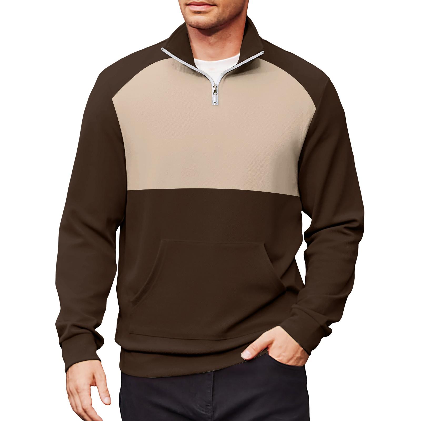 

Мужской повседневный свитшот с длинными рукавами, воротником на молнии до четверти. XXXL