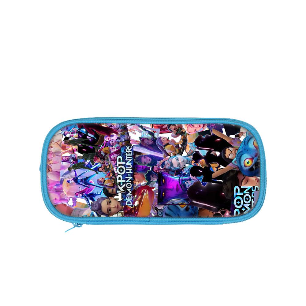 Student Blue Double-layer Pencil Case Kpop Witch Hunting Girl Group Student Storage Stationery Bag Pencil Bag